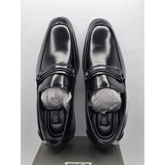 Men's Stacy Adams Aberdeen Moc Toe Saddle Slip On Dressy Shoes Black Sz 9 W Wide - Picture 8 of 14